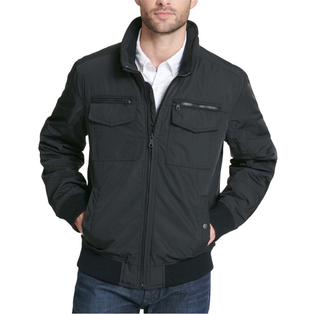 Tommy Hilfiger Men’s Black Performance Bomber Jacket Size Medium Water Resistant